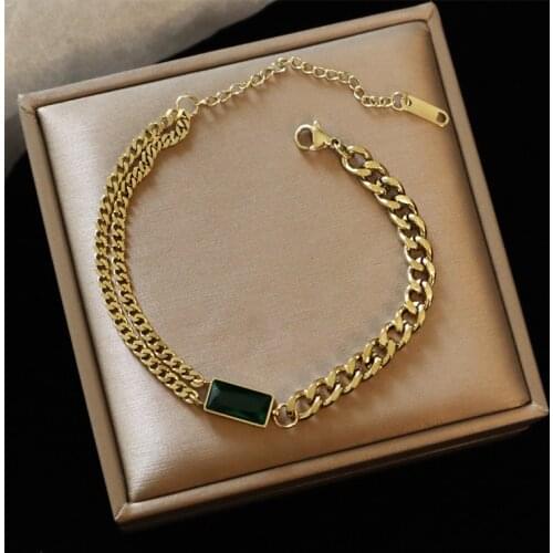Titanium stainless steel Punk Thick Short Crystal Bracelet Simple Minimalist Gold Color Chunky Necklace for Women Jewelry