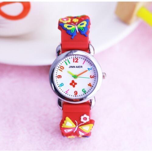 New 3D Cartoon fashion butterfly silicone design kids Watch Children Girls Boys Students Quartz Wristwatches relogio kol saati