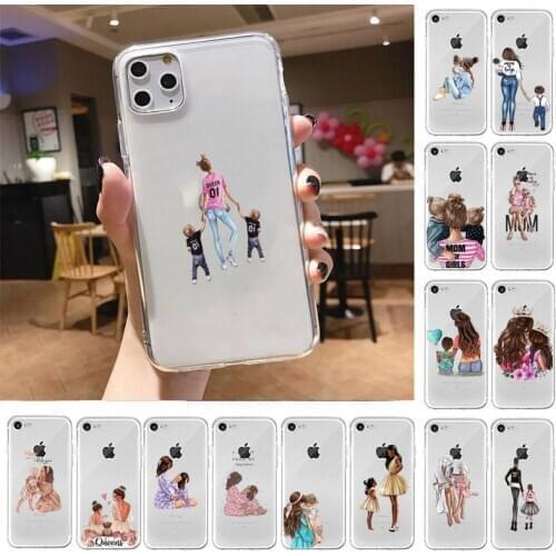 Fashion mama of girl Super mom baby Phone Case For iPhone X XS MAX 6 6s 7 7plus 8 8Plus 5 5S SE 2020 XR 11 11pro max Clear funda