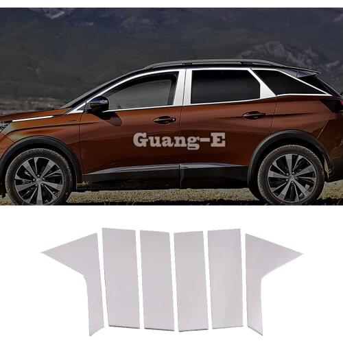 For Peugeot 3008 GT 3008GT 4008 2016 2017 2018 2019 2020 Car Stainless Steel Garnish Pillar Window Middle Strip Trim Frame Lamp