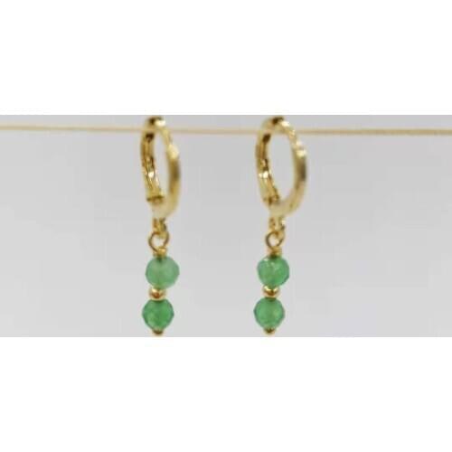 Faceted Emerald Bar Earrings Simple Classic Drop Dangle Pendant Charms 14K Gold Filled Hoops For Delicate Elegant Women Earrings