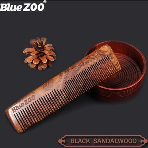 Natural Black Golden Sandalwood Comb Durable Wide and Fine Teeth Combination Comb 16CM Hair and Beard COMB Grooming