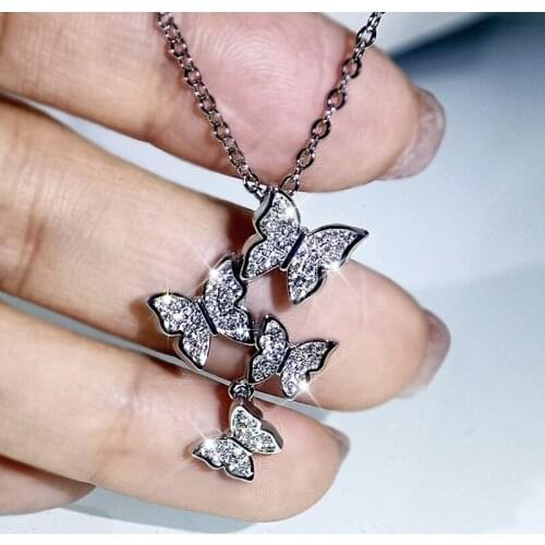 Huitan Aesthetic Butterfly Necklace for Bridal Wedding Accessories Womens Fancy Pendant Necklaces Fashion Jewelry Drop Shipping