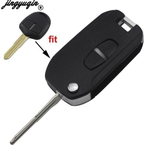 Jingyuqin 10pcs/lot Modified Flip Folding For Mitsubishi Grandis Outlander Blank Key Shell Fob Cover Left Blade Flip Folding