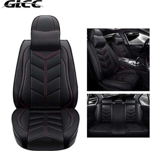 GLCC Leather Car Seat Covers Cushion Auto Luxury Front Rear Seat Protector Cover With Pillow For Toyota Honda KIA 5-Seat Car