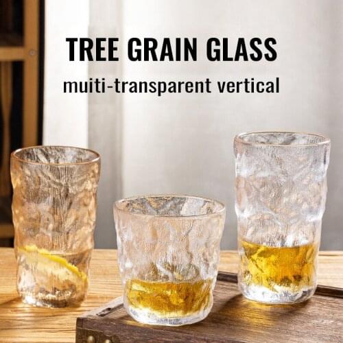 Creative Ripple Glass Transparent Wine Glasses Simple Tree Pattern Tea Cupjapanese Mug Iceberg Home Restaurant Bar Wine Mug