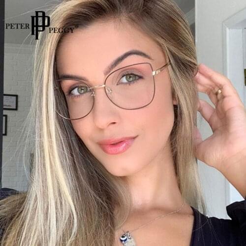 Fashion Transparent Computer Square Glasses Women luxury brand Metal Frame Eyeglasses Frames For Women Anti Blue Ligth Glasses