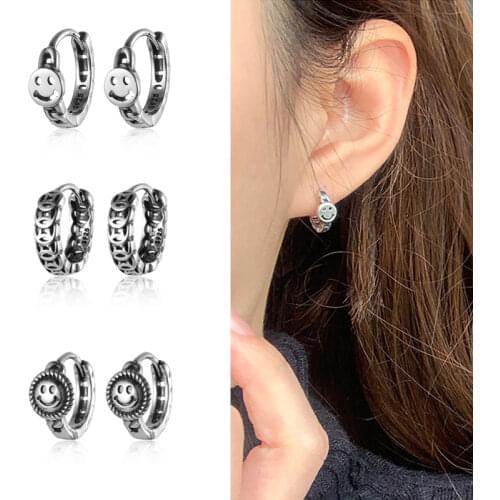 925 Sterling Silver Hoop Earrings Round Small Gold CZ Hoops Star/heart/beads/flower/Smiley Shape for Woman Trendy Luxury Jewelry