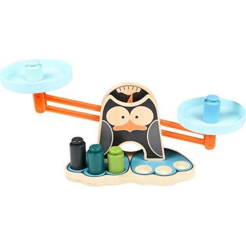 Counting Toy Cartoon Pattern Detachable Colorful Wooden Penguin Math Montessori Balance Toys for Kindergarten Delicate Craft