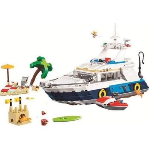 City Creator 3 In 1 Cruising Adventures Yacht Bricks Building Blocks Ship Model Sets Bricks Classic For Children Toys Gift