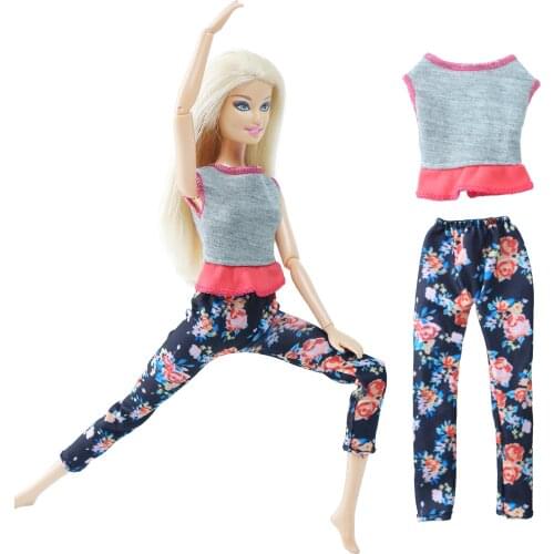 BJDBUS Yoga Sports Outfits Black Pants Trousers Gym Vest Outdoor Fashion Clothes for Barbie Doll Girl Birthday Gift