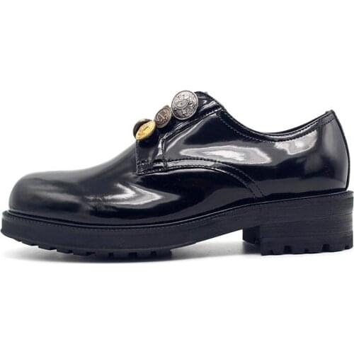 Fashion Round toe Genuine leather wedding Shoes Oxford Lace up Casual shoes handmade increase Button Derby men shoes