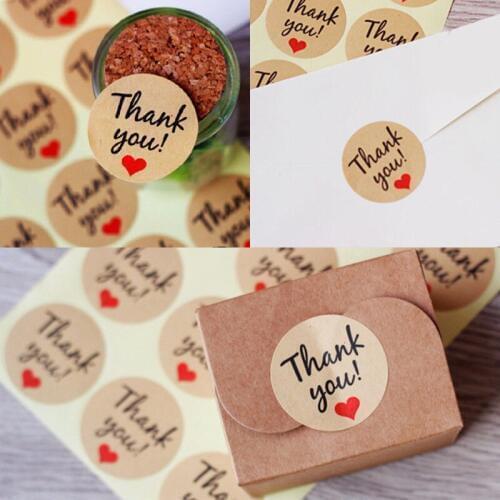 US STOCK 120Pcs Packaging Seals Kraft Stickers Label Thank You Gift Paper Decor Party