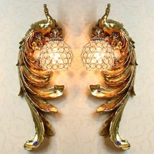 Vintage Luxury Peacock Wall Lamp Modern Living Room Led Sconce Restaurant Industrial Indoor Decor Lighting Corridor Wall Lamp