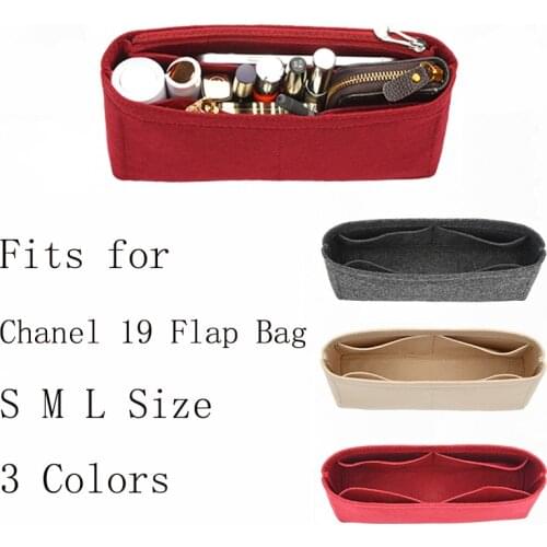 Insert Bag Organizer for 19 Flap Bag S M L Size Makeup Handbag Organizer Inner Purse Portable Cosmetic Inside Bags 3 Colors