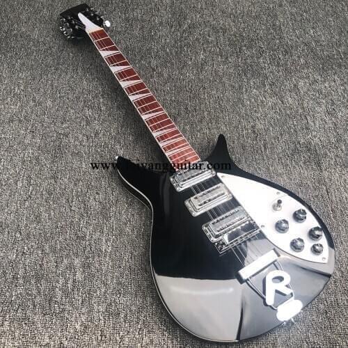 High-quality 350 electric guitar, 12-string guitar, black painted Korean pickup truck, and white binding before and after the pi
