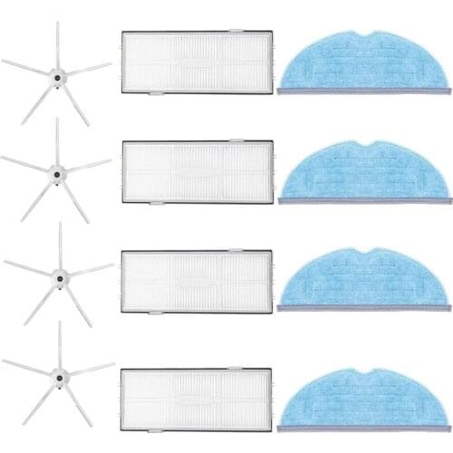 12Pcs Accessories for Xiaomi Roborock S7 Vacuum Cleaner Parts 4 Hepa Filter 4 White Side Brush 4 Mop Cloth Pads