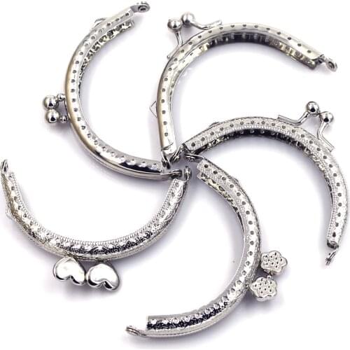 15PCS Mixed Silver Tone 8.5cm Semicircle Purse Frames Kiss Clasps Clutch Buckle Crafts Accessories Handbag Handle Hardware Parts