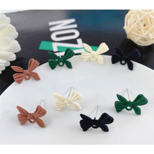 New style 50pcs/lot color Rubber paint cartoon bow shape alloy fashion women earrings stud diy jewelry earring accessory