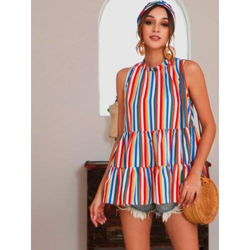 Round Neck Split Sling Vest Fashion Sleeveless Crop Tops Sexy Lace Up Womens Suspender Vest Print Slim Off Shoulder Sweet Shirt