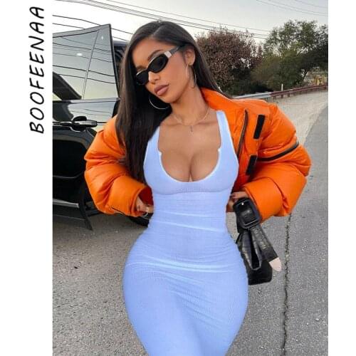 BOOFEENAA Sexy White Sleeveless Maxi Dresses for Women Club Wear Spring Summer 2021 Fashion Bodyocn Long Dress C70-BF37