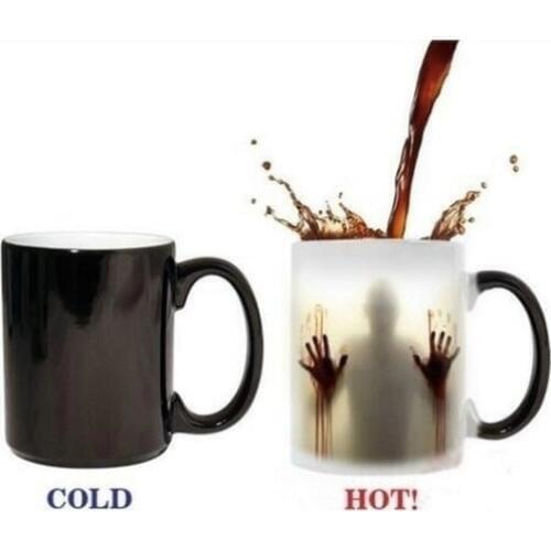 1pc Horror Coffee Mugs change Colour Changing Heat Sensitive Ceramic Coffee Surprise Gifts Magic Tea Cup mugs walking dead