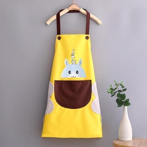 1Pcs Kitchen Cooking Apron Cute Cartoon Printed Home Aprons Baking Accessories with Pocket Unisex Water Oil Proof Household 2021