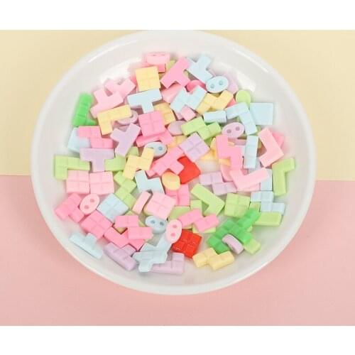 10Pcs Mixed Simulation Mini Blocks Tetris Resin Kawaii Accessories Scrapbooking Cabochon Flatback Decoration Craft Embellishment