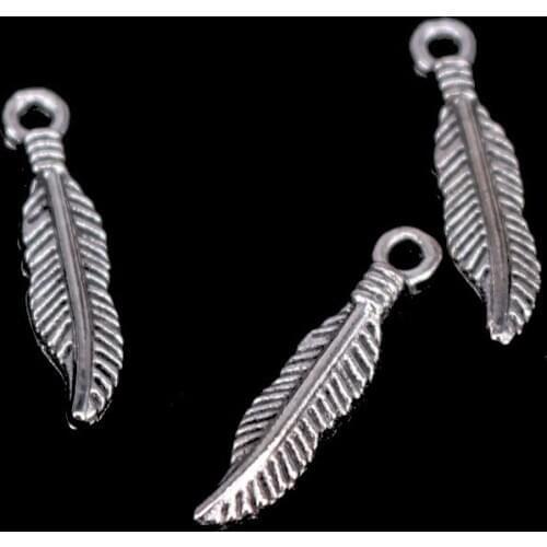 15pcs Charms Lucky Leaf Antique Silver Color Pendants DIY Making Findings Handmade Tibetan Jewelry 26x7MM