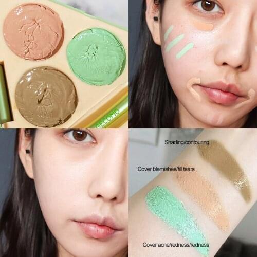 3 Colours/plat Full Cover Face Concealer Eye Dark Circle Cream Waterproof Liquid Corrector Cream Base Make Up Cosmetic Wholesale