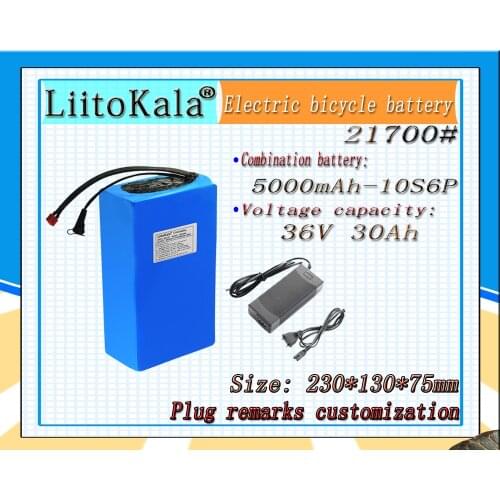 LiitoKala 36V Battery 30ah ebike battery 20A BMS 36V 30AH 21700 10S6P Lithium Battery Pack For Electric bike Electric Scooter