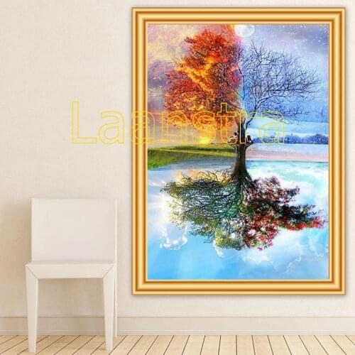 5D Diy Diamond Painting Four Season Tree Cross Stitch Kit Full Drill Square Embroidery Mosaic Art Picture of Rhinestones Decor