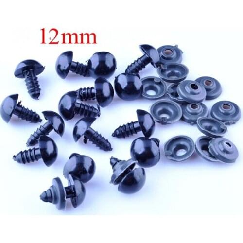 Free shipping 12mm 100pcs Plastic Toy Doll Eyes Safety Eyes Handmade Accessories For Bear Doll Animal Puppet Making Sewing Tools