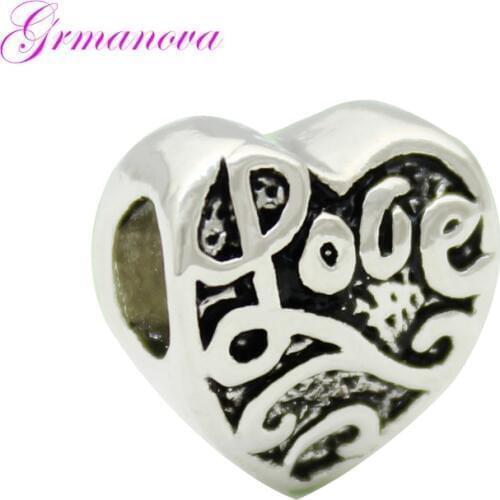 Valentines Day Gift Heart Shape Love Charm Beads Big Hole New Jewelry Making Bracelet Fit Pandora Bracelet Womens DIY Jewelry
