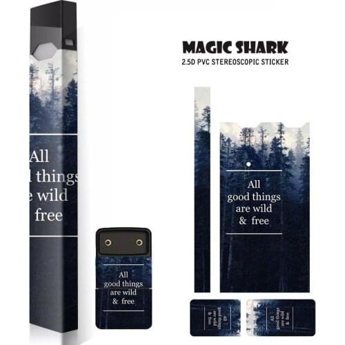Magic Shark Fashion Electronic Cigarette Sticker PVC Skin Full Film For Juul Sticker Case Sleeve Cover 2021 New Arrival