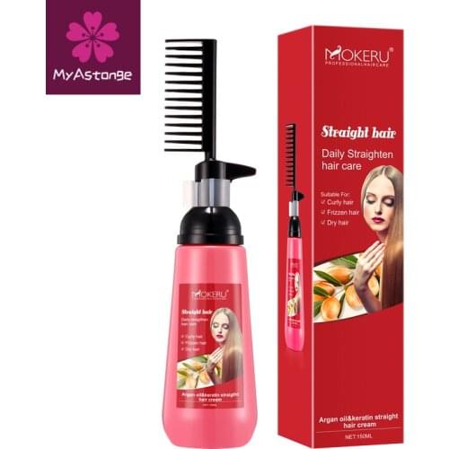 Mokeru 150ml Natural Argan Oil Extract Keratin Smoothing Cream Shiny Hair Straightening Cream for Woman Fast Relaxer Cream