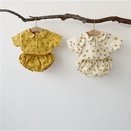 Baby Girl Clothes Set Little Daisy Summer Outfits Baby Clothing Set Girl Infant Toddler Baby Outerwear Blouse + Shorts 2Pcs