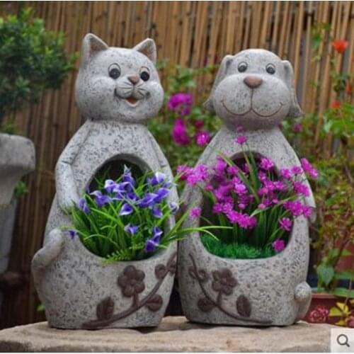 Creative European-style cat and dog flower pots, home balcony and garden decoration crafts ornaments
