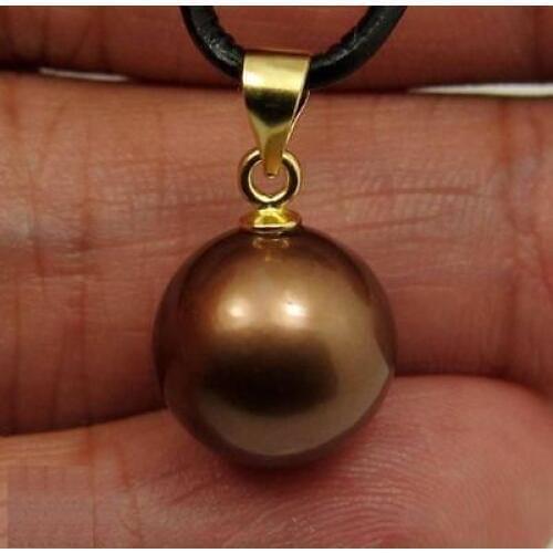 HOT Huge AAAA+ 16mm chocolate South Sea Shell Pearl Pendant>Selling jewerly free shipping