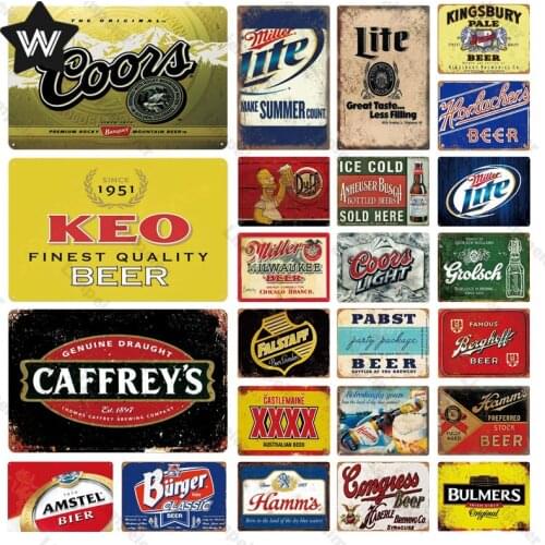 Finest Quality Beer Metal Poster Pabst Beer Tin Plaque Burger Metal Plate Bulmers Wall Stickers for Man Cave Bar Club Decoration