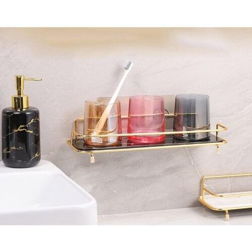 Fashion Bathroom Shelf Mouth Cup Shampoo Holder Wall Mounted Storage Rack Cosmetic Rack Home Organizer