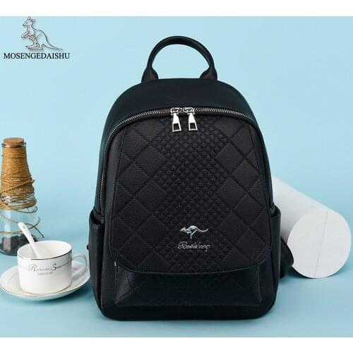 Fashion Letter Design Womens Backpack 2021 High Quality PU Leather Ladies Travel Backpack Solid Color Womens Bags Bolso Mujer