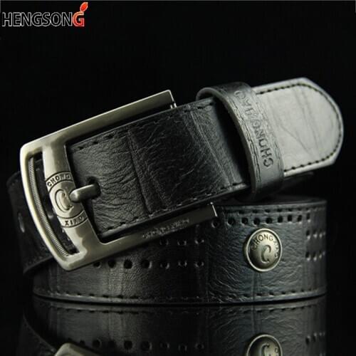 Mens Casual Belt Hollow Rivet Wide PU Leather Belt For New Fashion Strap Male High Quality Jeans Belt Punk Style
