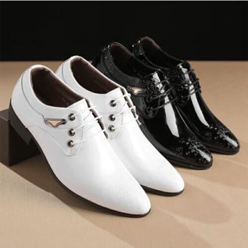 Spring Autumn New Leather Mens Shoes Mens Dress White Lace Casual Zapatillas Hombre Chaussure Homme