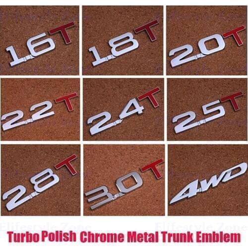 New Bumper Sticker Metal Emblem Decal Turbo TSI Rear Trunk Trim Badge Polish Chrome Red 1.5T 1.6T 1.8T 2.0T 2.2T 2.4T 2.5T 3.0T