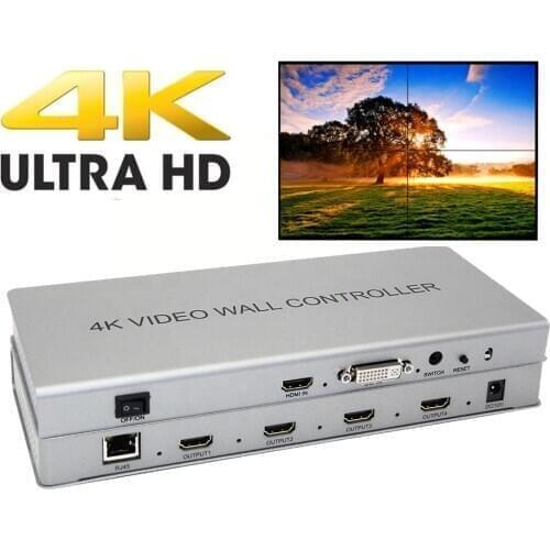 4K 2x2 Video wall controller 1 HDMI/DVI Input 4 HDMI Output 4K TV Processor Images Stitching Video Wall Processor