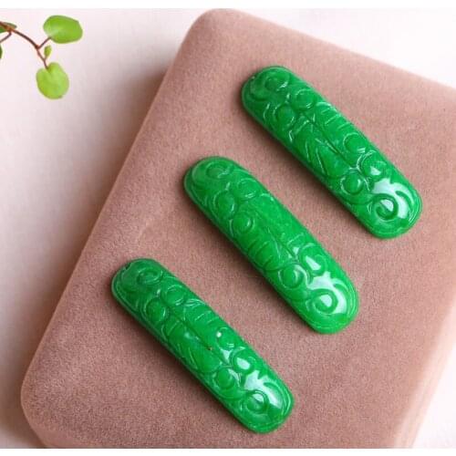 Natural green jadeite handcarved hand cards DIY real jade pendant bracelet jade accessories septa scattered beads for women
