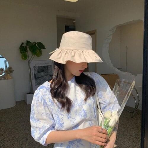 Summer Wave Brim Bucket Cap for Women Female Spring Fishing Hat Casual Quick-drying Outdoor Beach Sun Protection Ladies Hat