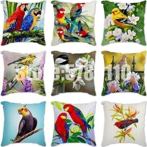 Cushion Flowers Birds parrots Abstract Pillowcase cushion cover cushion Print Picture Decorative Living Room Home Decoration