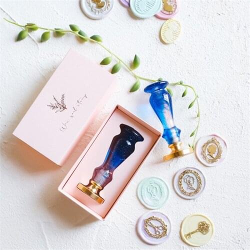 Custom 3D Stamps Box Kit Apple Key Scissors Wax Seal Kits Sealing Beads Stamp Set Envelope Wedding Gifts Journal Postcard Sets